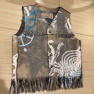 The People of the Labyrinths Custom Frayed Leather Vest